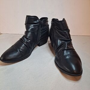 SM New York Geronimo Booties Womens 10 Black Faux Leather Grunge Moto Goth